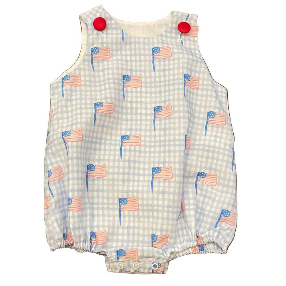 NEW TEETA baby's america print boy bubble in blue